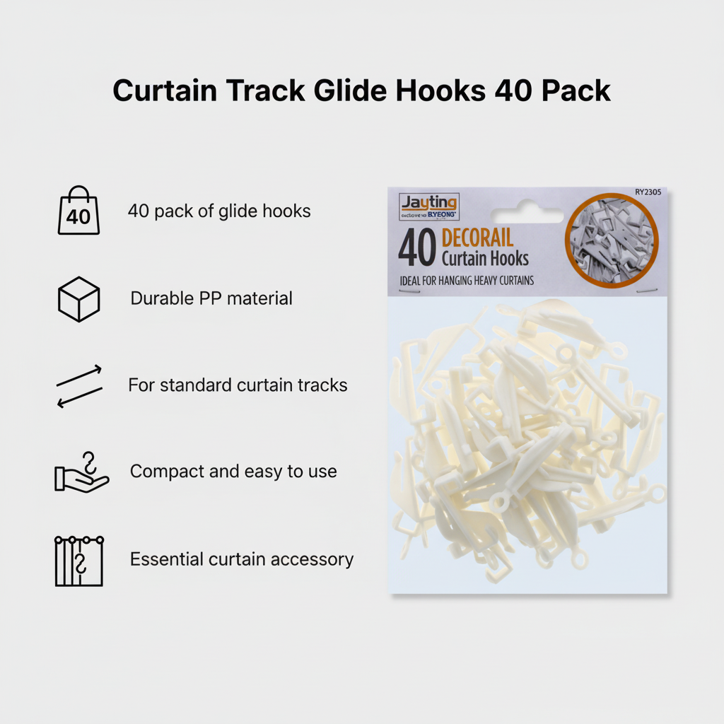 Curtain Track Glide Hooks 40 Pack - Image 2