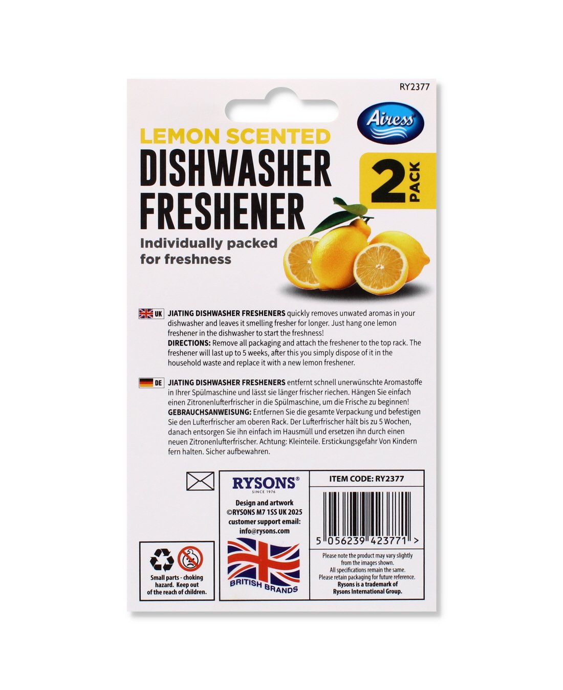 Lemon Dishwasher Freshener Hangers 2 Pack - Image 4