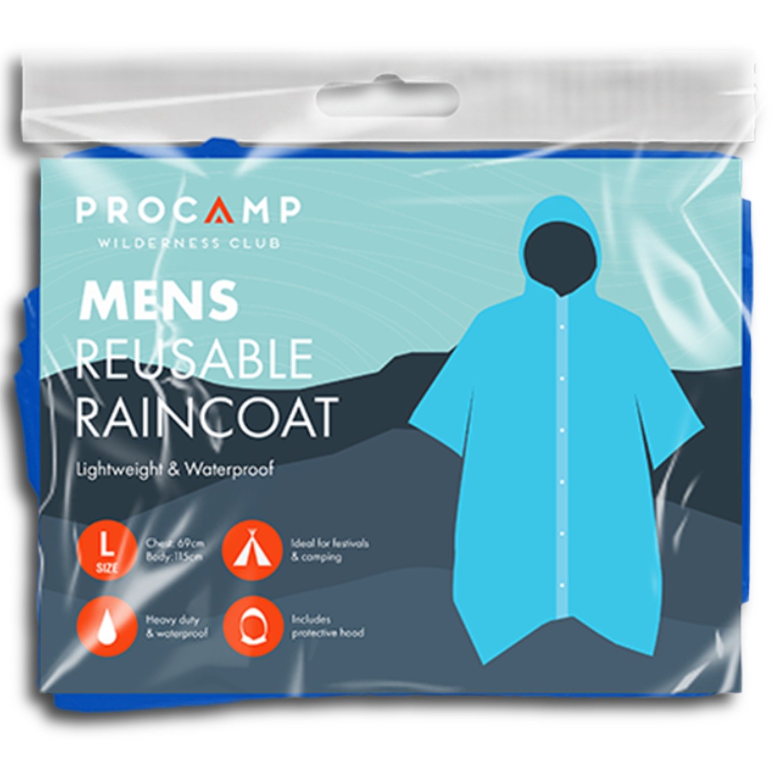 Raincoat for Men Reusable Waterproof Hooded Outdoor Rain Coat - Image 2