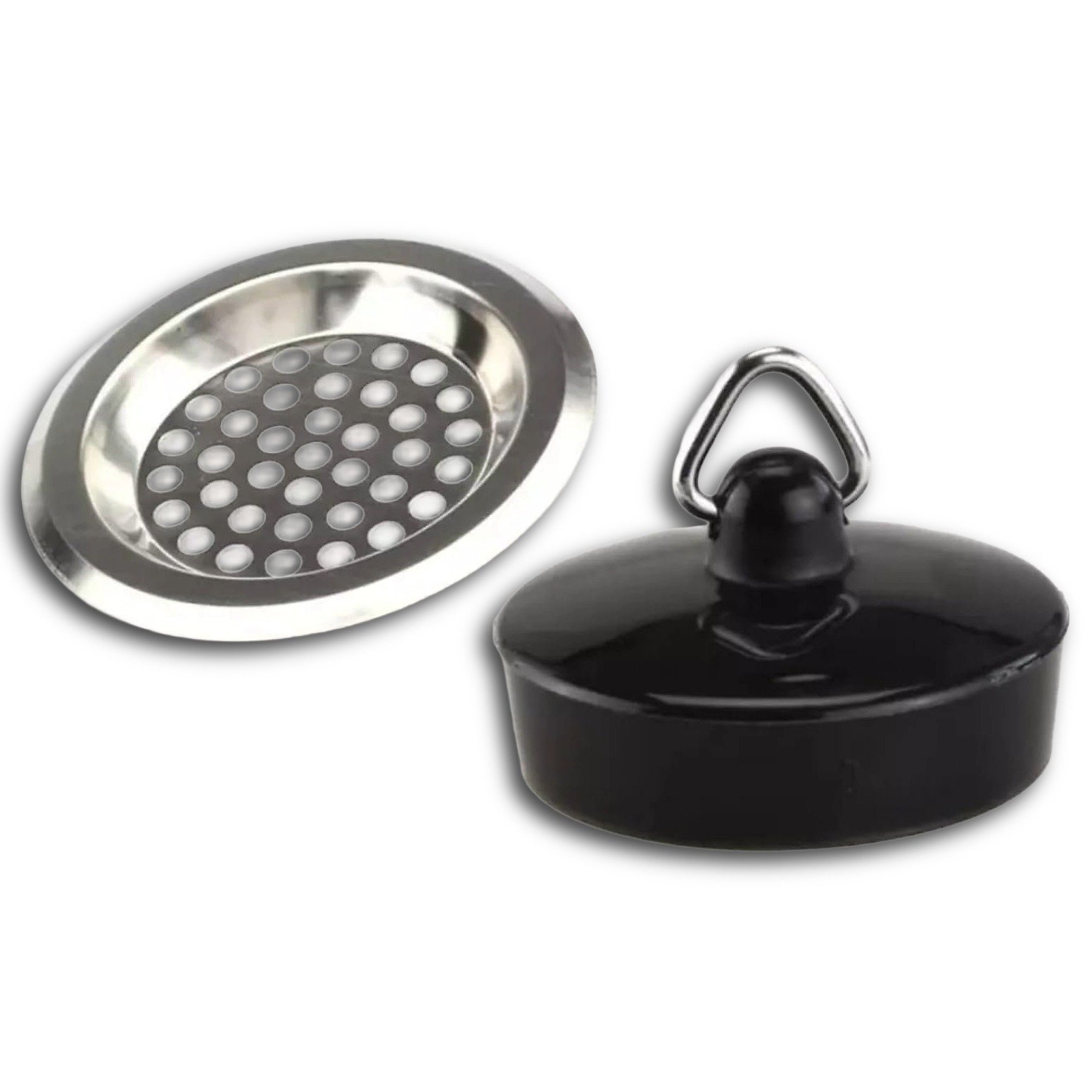 Sink Strainer & Plug Set 2 Piece Stainless Steel Drain Filter - Image 2